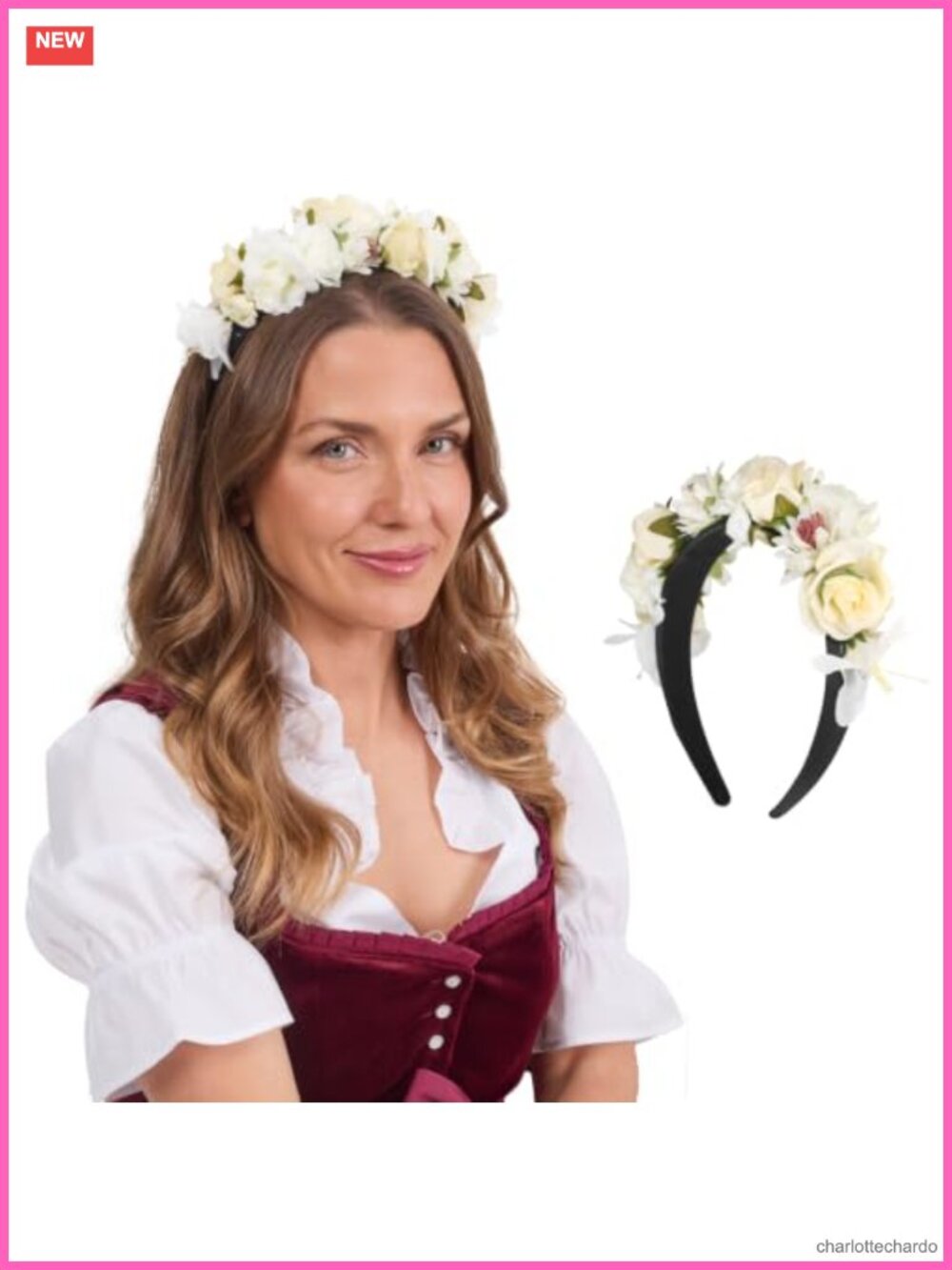 Floral Headband Women Elegant Fabric Flower Headpiece for Oktoberfest